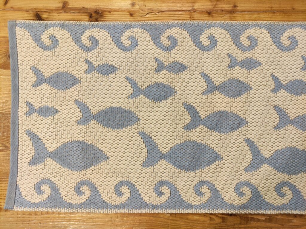tappeto da bagno pesci azzurri e bianchi
