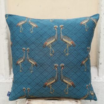 Federa Copricuscino Gru Coronate Ottanio