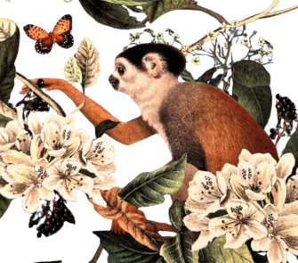 particolare stampato sul tessuto velluto giungla