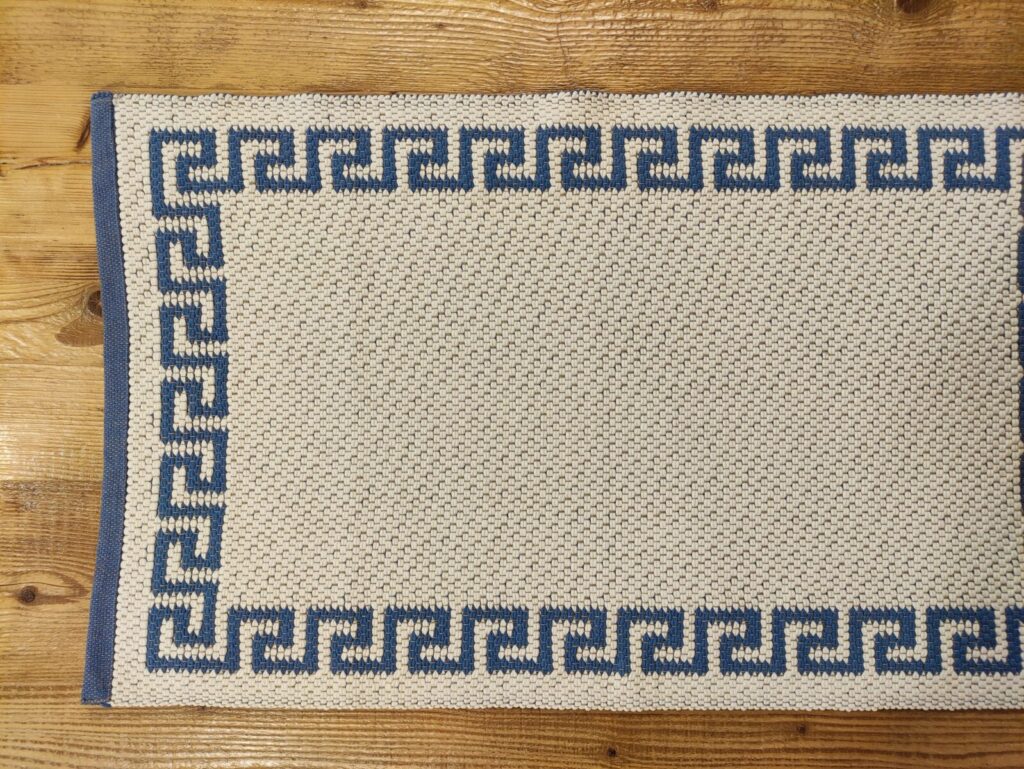 tappeto da bagno greca azzurra ecru