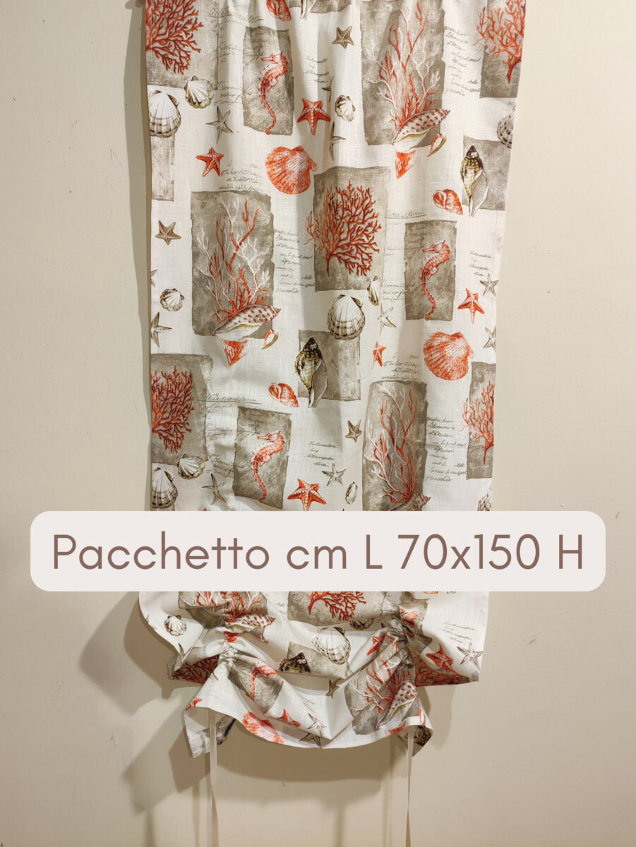 tenda conchiglie corallo a pacchetto a vetro misure Tenda a Pacchetto a Vetro con Coralli misure