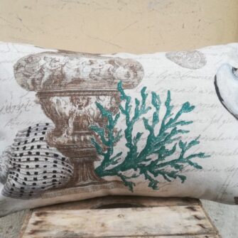 Federa Copricuscino Coralli e Anfore Turchese
