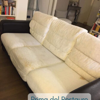 divano ecopelle prima del restauro