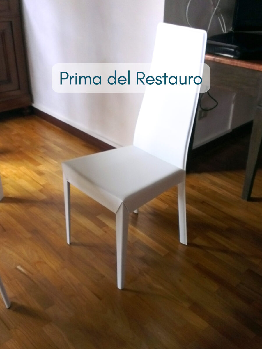 sedia bianca ecopelle prima del restauro sedia bianca ecopelle prima del restauro