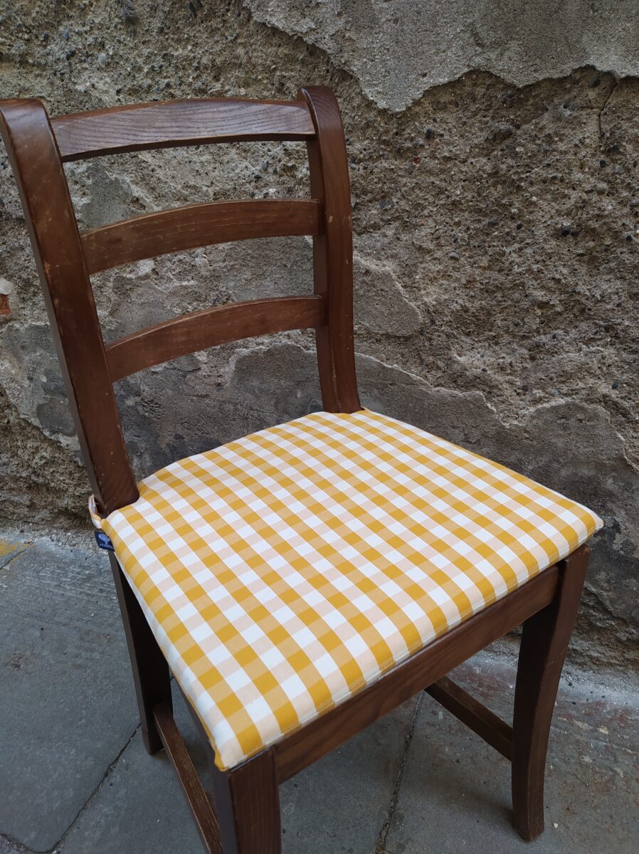 CUSCINO PER SEDIA - QUADRO BOLSENA SENAPE (1) Cuscino a Saponetta su Misura per Sedia Cucina