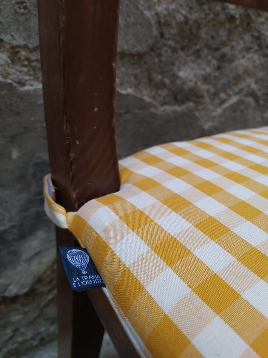 CUSCINO PER SEDIA - QUADRO BOLSENA SENAPE (5) Cuscino a Saponetta su Misura per Sedia Cucina