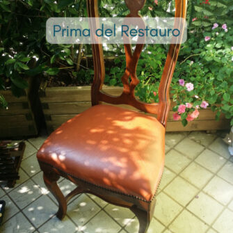 Rivestimento sedia arte povera decapata prima