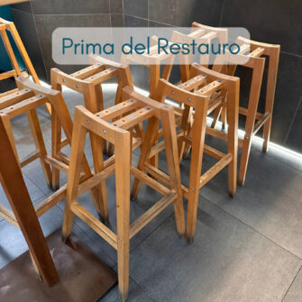 sedile sgabello da ristorazione prima del restauro