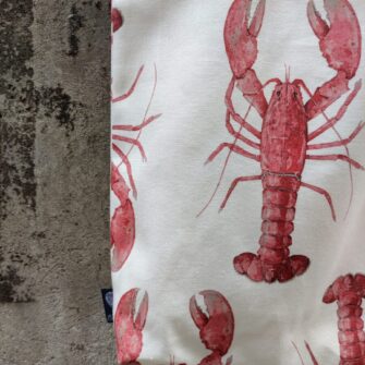 Dettaglio tote bag Aragoste coordinabile con pochette e beauty case