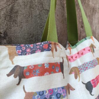 Borsa Cani Bassotti made in Italy con manici colorati