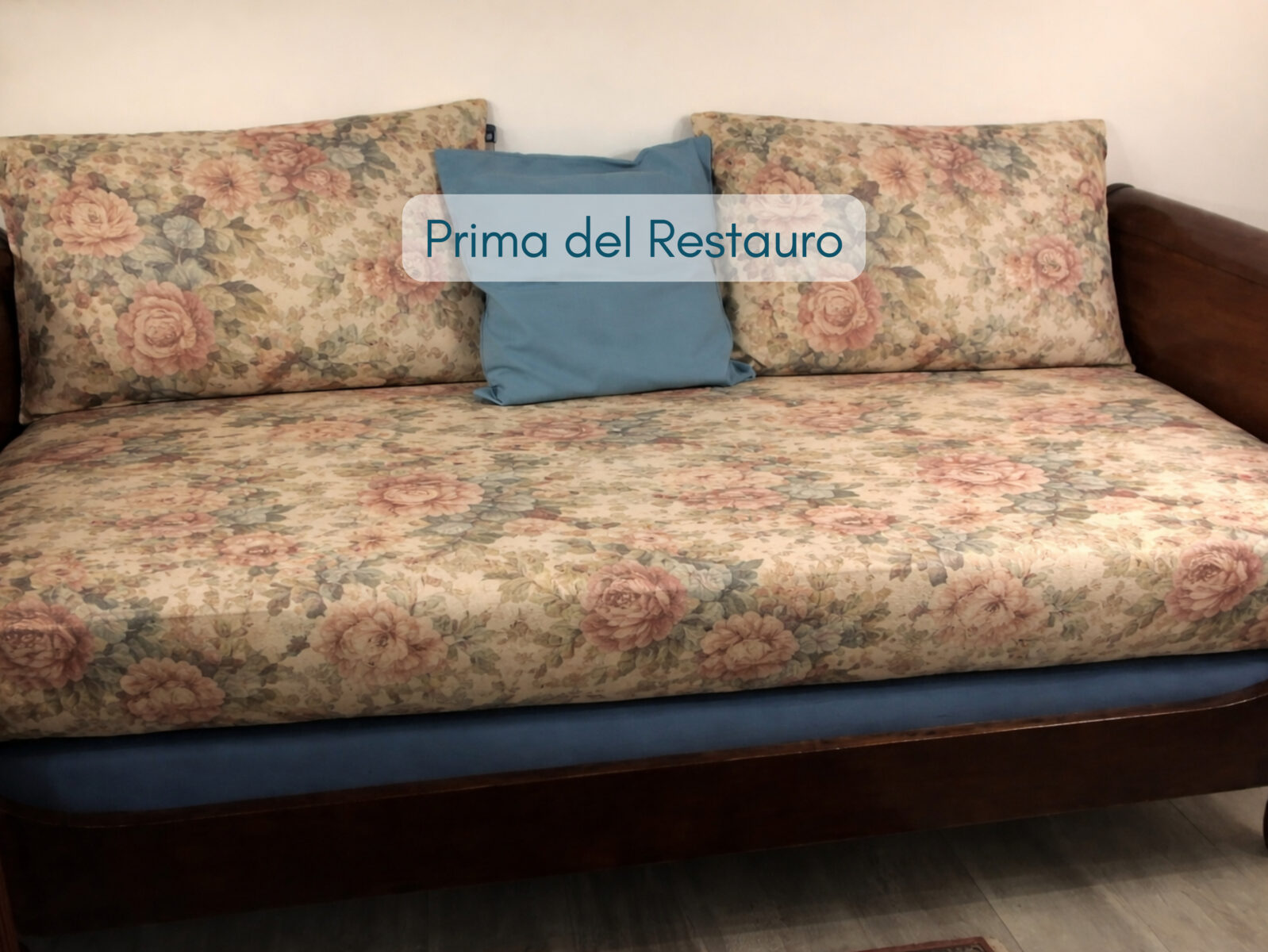 1 Rivestimento Sfoderabile Materasso Letto a Barca prima del restauro