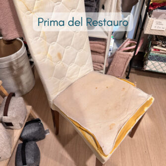 sedia imbottita vestita prima del restauro