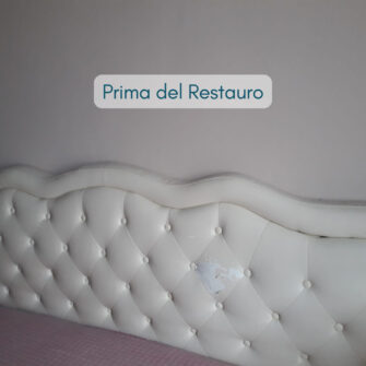 testata letto con bottoni prima del restauro