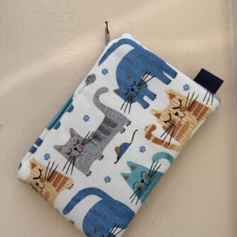 Set coordinato Pochette, Tote Bag e Beauty Case Gatti Azzurri