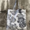 Tote Bag Pesci Carboncino in tessuto di cotone stampato