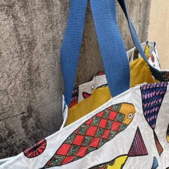 Borsa Pesci Colorati made in Italy con manici colorati