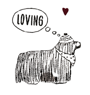 dettaglio della stampa sul tessuto Cani Love