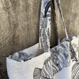 Tote Bag Pesci Carboncino made in Italy elegante e resistente