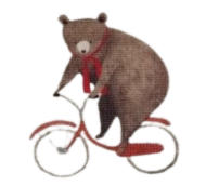 particolare del disegno stampato sul tessuto Orsi in Bici