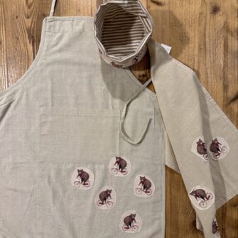 Coordinato Linea Cucina Orsi in Bici Trama e Ordito Tessuti