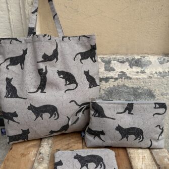 Set tote bag pochette beauty case Gatti Silhouette in cotone