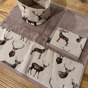 Cestino double face Cervi Brown in cotone