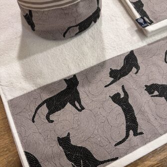Set Bagno Gatti Silhouette con asciugamani e cestino coordinato