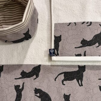 Cestino double face Gatti Silhouette in cotone