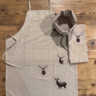 Coordinato Linea Cucina Cervi Acquerello Trama e Ordito Tessuti