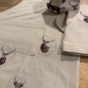 Set Cucina Cervi Acquerello con grembiule, canovaccio e cestino coordinati