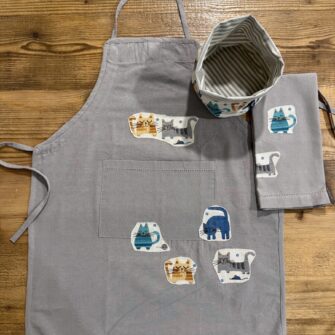 Coordinato Linea Cucina Gatti Azzurri Trama e Ordito Tessuti