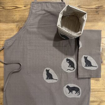 Cestino double face in cotone coordinato collezione Gatti Silhouette
