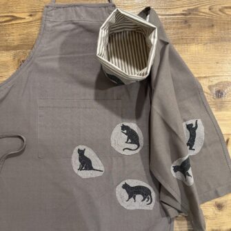 Coordinato Linea Cucina Gatti Silhouette Trama e Ordito Tessuti