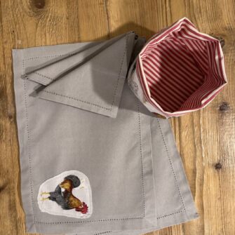 Cestino double face in cotone coordinato collezione Galli e Galline