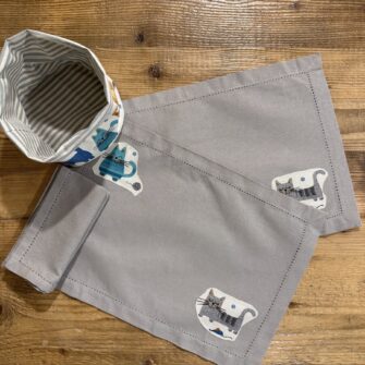 Cestino double face in cotone coordinato collezione Gatti Azzurri