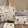 Set tote bag pochette beauty case Bosco Vaniglia in cotone
