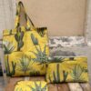 Set tote bag pochette beauty case Cactus Mexico in cotone