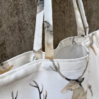 Tote bag Cervi Acquerello in tessuto cotone made in Italy