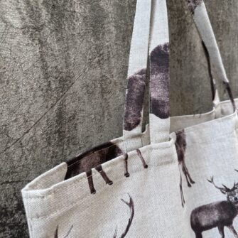 Tote bag Cervi Brown in tessuto cotone made in Italy