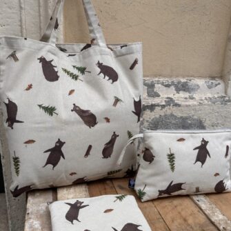Set coordinato con tote bag, pochette e beauty case Orsi,