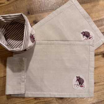 Cestino double face in cotone coordinato collezione Orsi in Bici