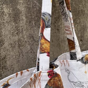 Tote bag Galli e Galline in tessuto cotone made in Italy