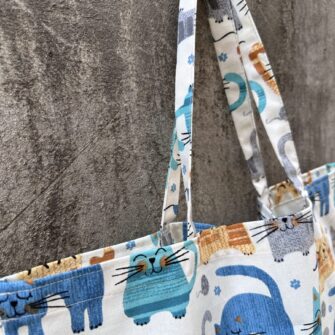 Tote bag Gatti Azzurri in tessuto cotone made in Italy