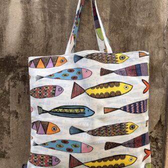 Tote bag in tessuto Pesci Colorati in cotone stampato
