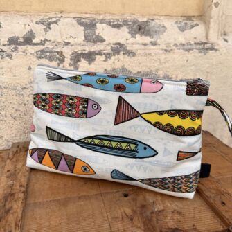 Beauty case Pesci Colorati coordinabile con tote bag e pochette