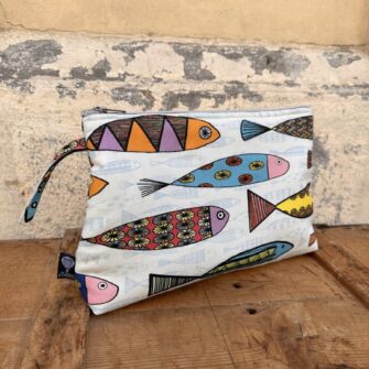Beauty case in tessuto Pesci Colorati in cotone stampato