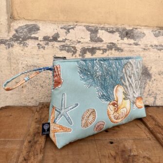 Beauty case in tessuto Corallo Caribe in cotone stampato