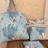 Set tote bag pochette beauty case Corallo Caribe in cotone