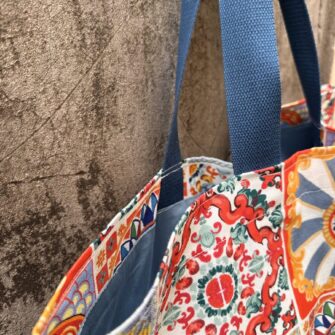 Borsa Maioliche di Sicilia made in Italy con manici colorati