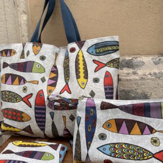 Set borsa impermeabile pochette beauty case Pesci Colorati